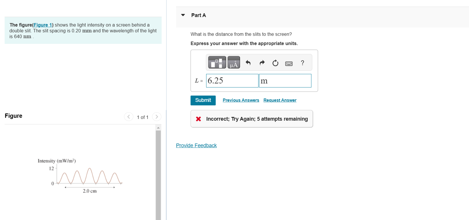 The figure ( Figure 1 ) shows the light intensity