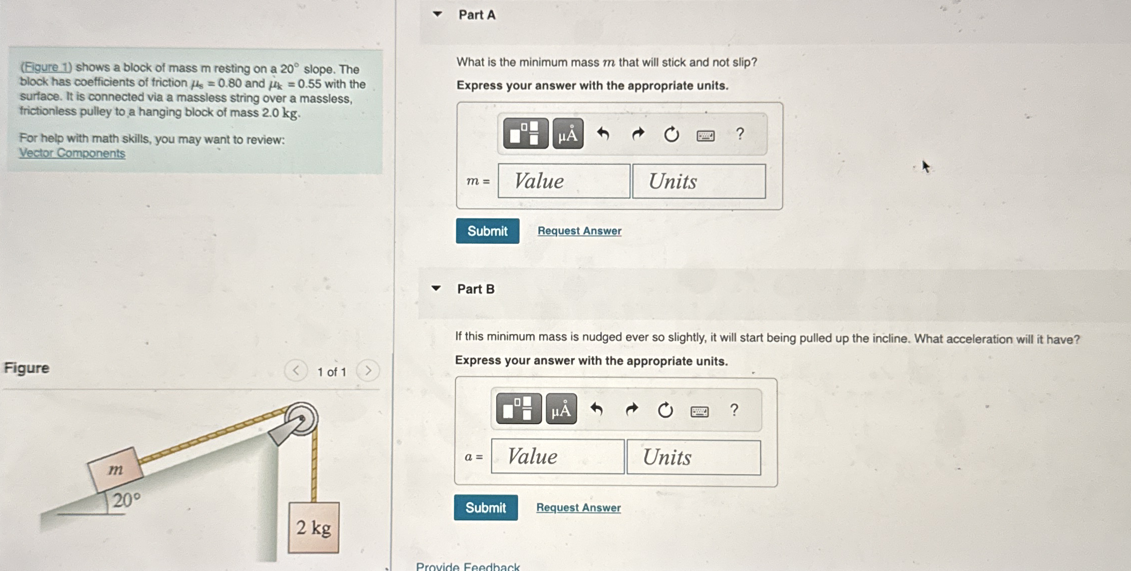 Part A ( Eigure 1 ) shows a block of mass m