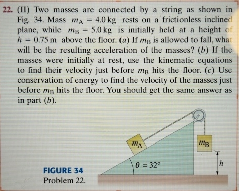 ( II ) Two masses are connected by a string as