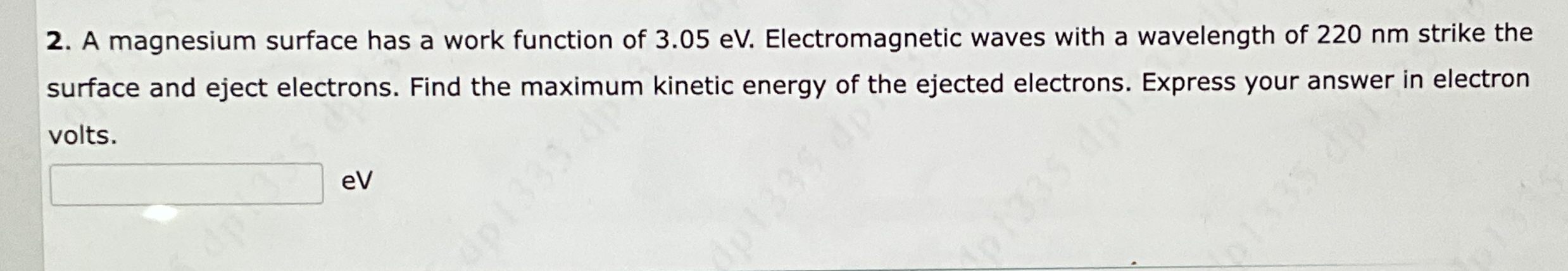 A magnesium surface has a work function of 3 . 0