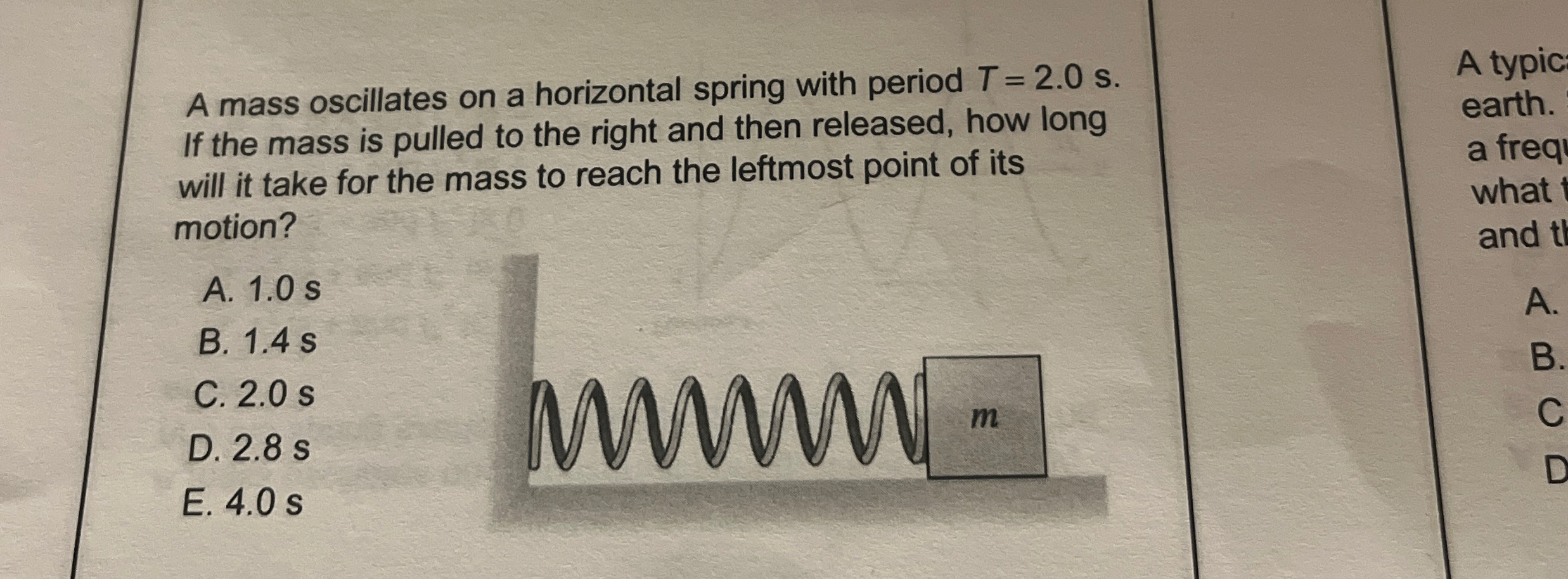 A mass oscillates on a horizontal spring with