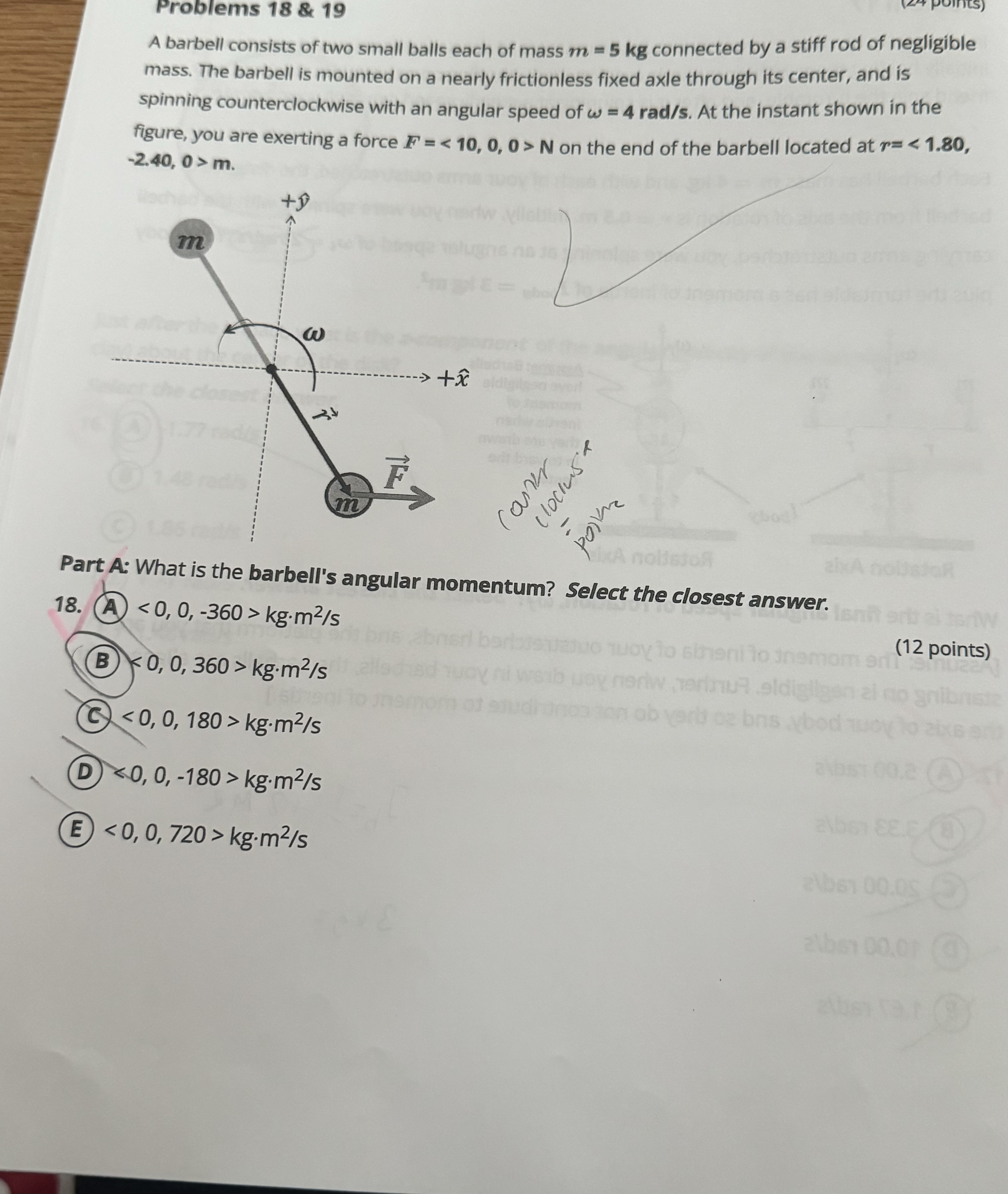 Problems 1 8 & 1 9 A barbell consists of two