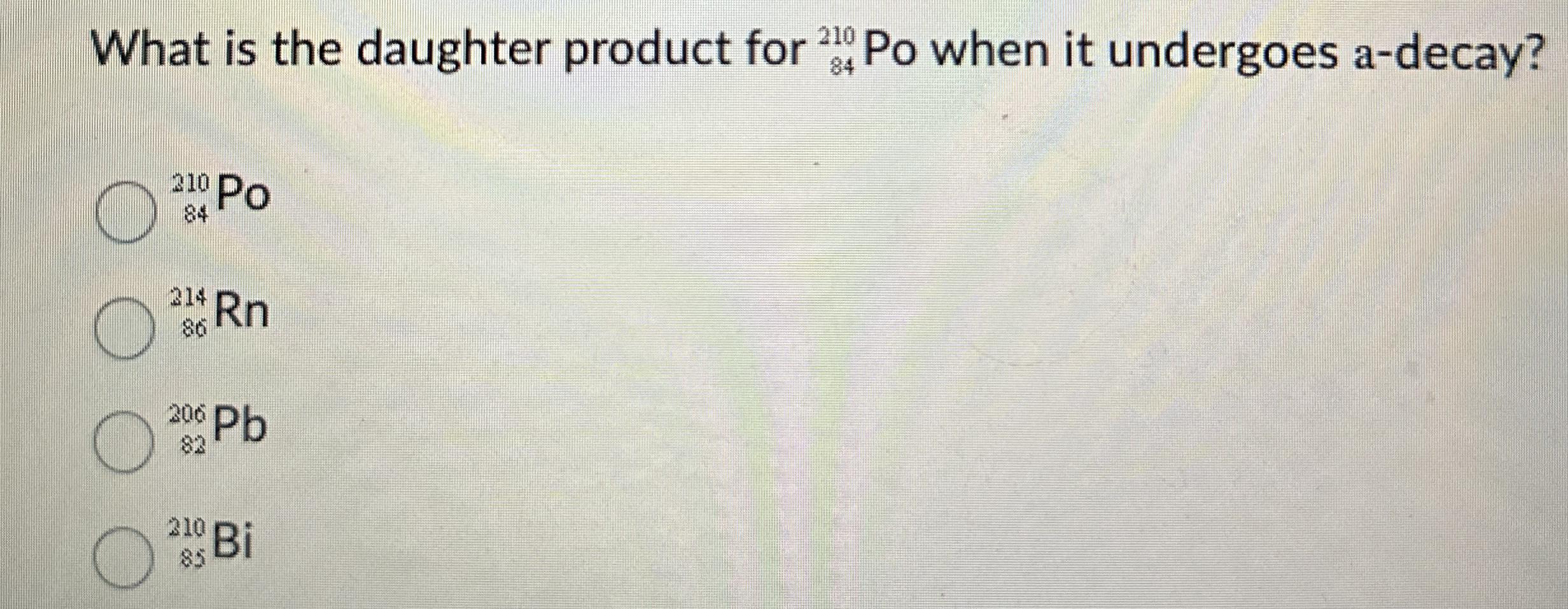 What is the daughter product for ? 8 4 2 1 0 Po