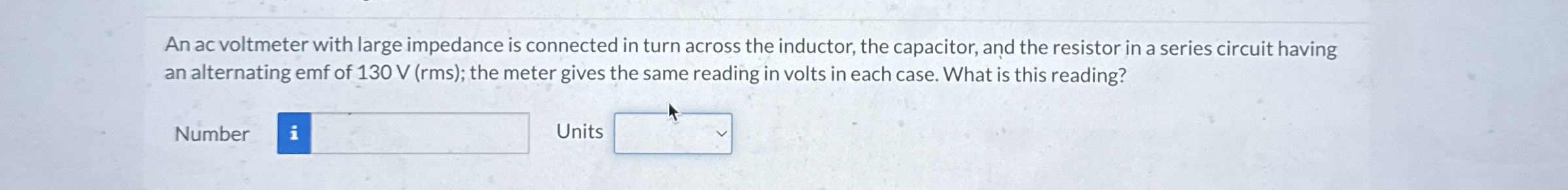 An ac voltmeter with large impedance is connected