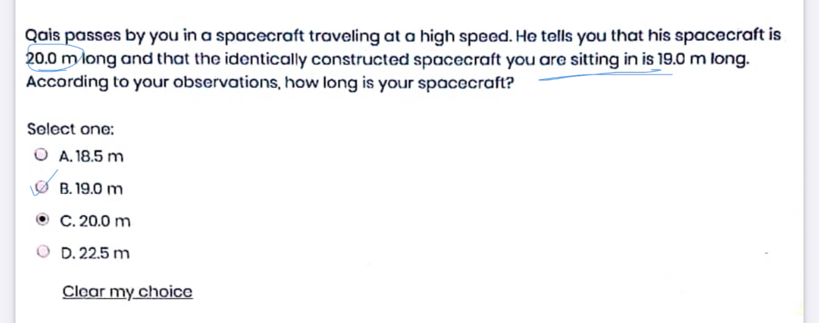 Qais passes by you in a spacecraft traveling at a