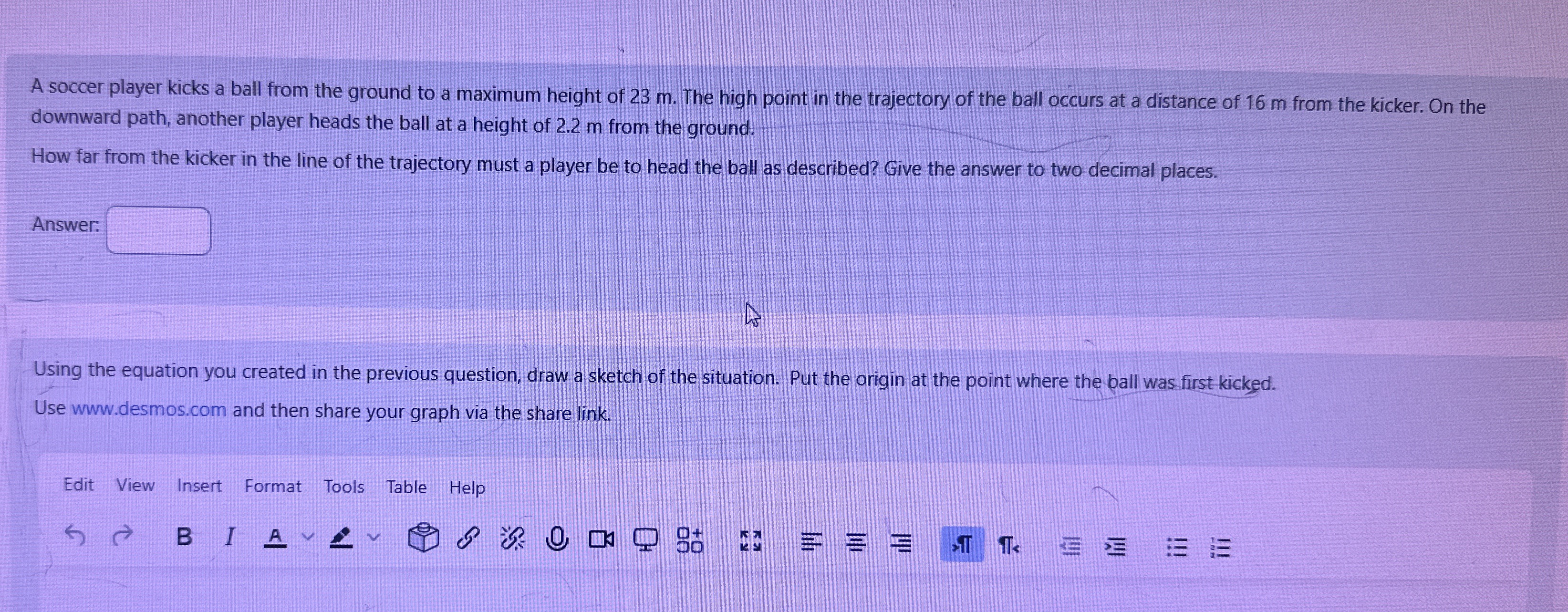 A soccer player kicks a ball from the ground to a