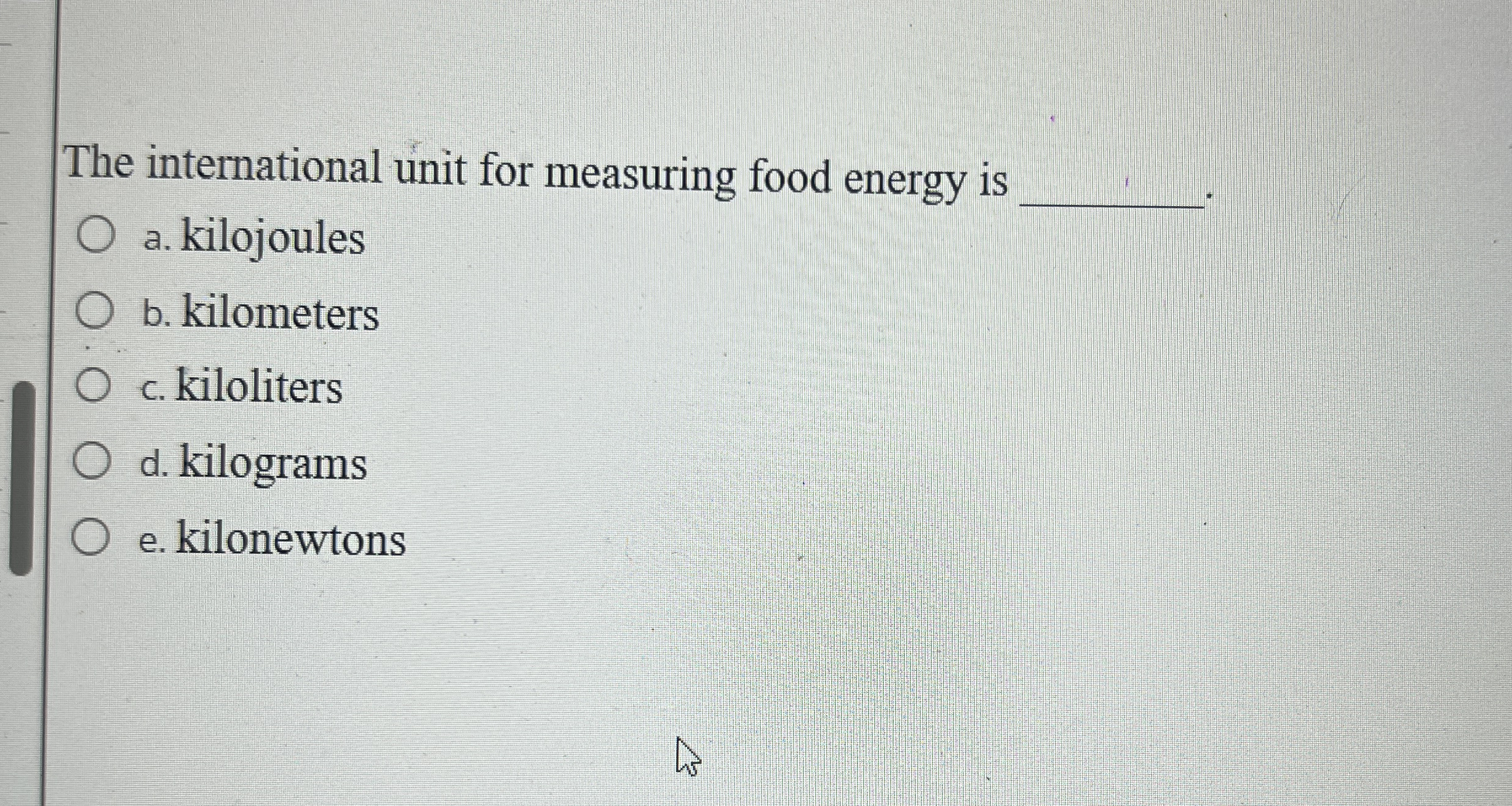 The international unit for measuring food energy