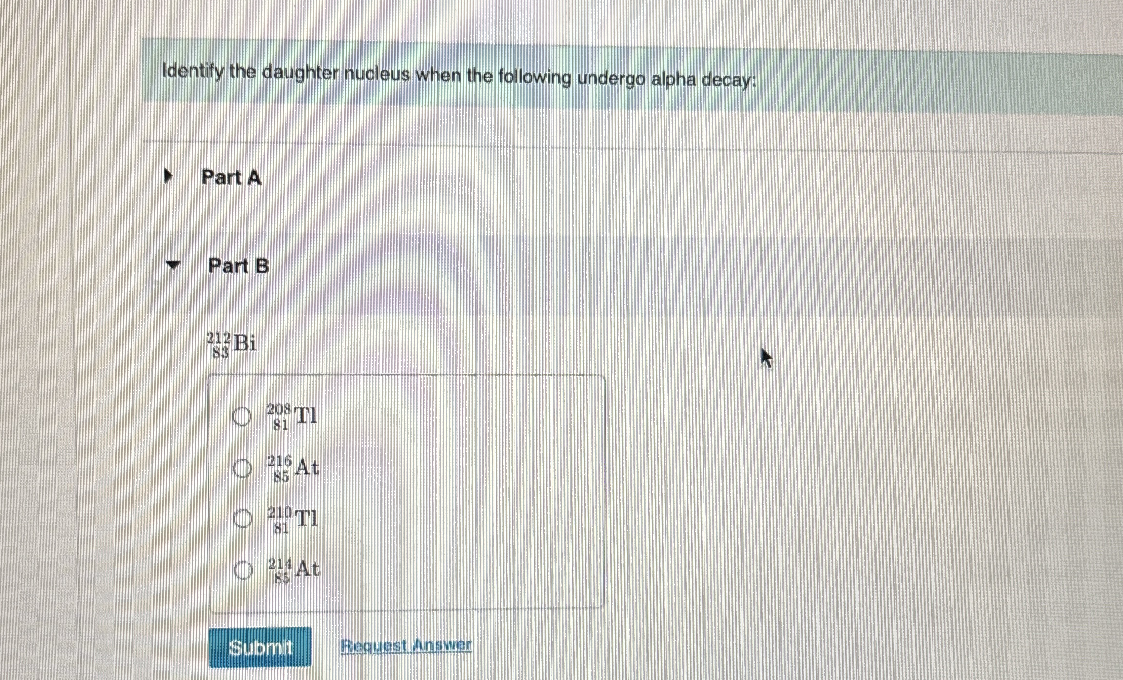 Identify the daughter nucleus when the following