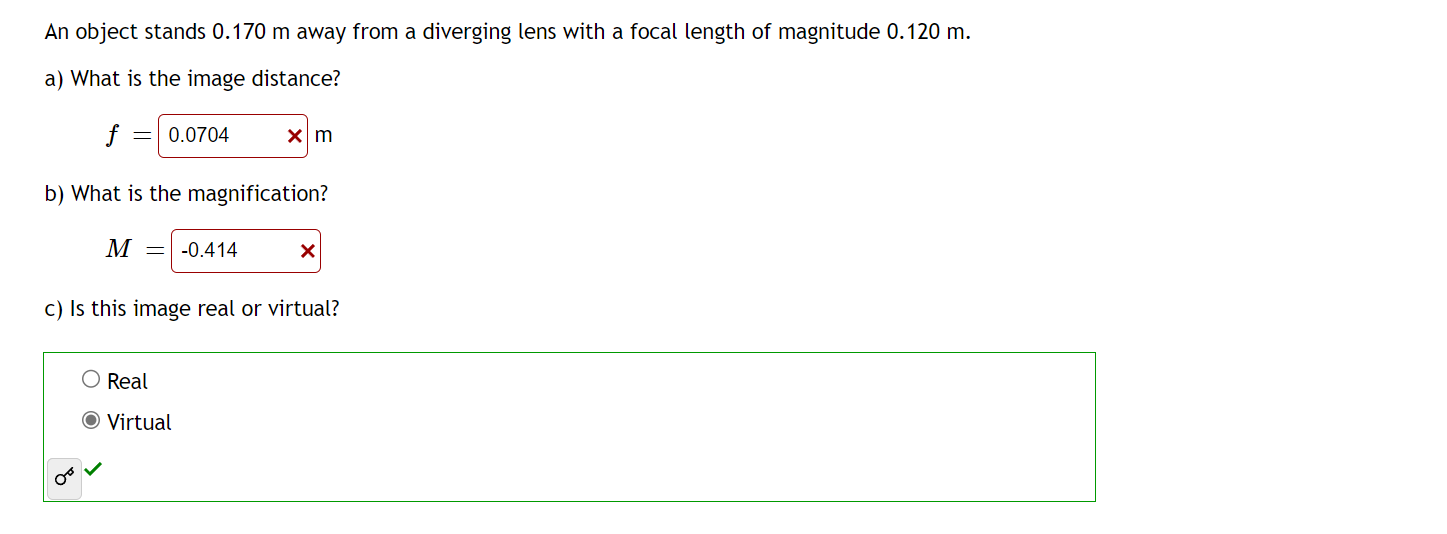 An object stands 0 . 1 7 0 m away from a