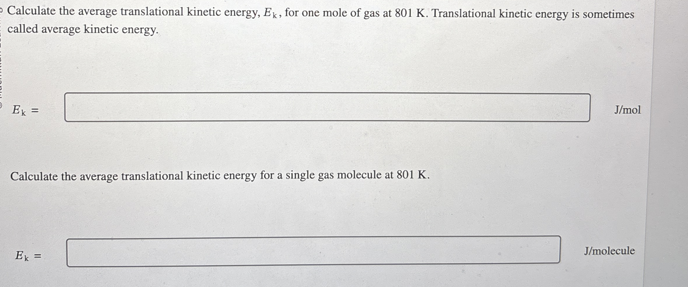 Calculate the average translational kinetic
