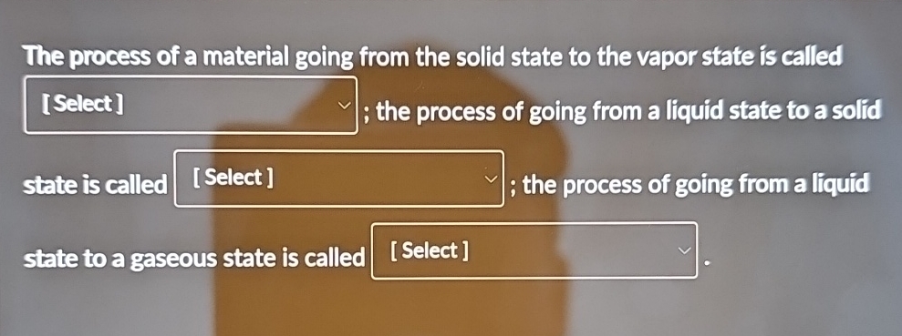 The process of a material going from the solid