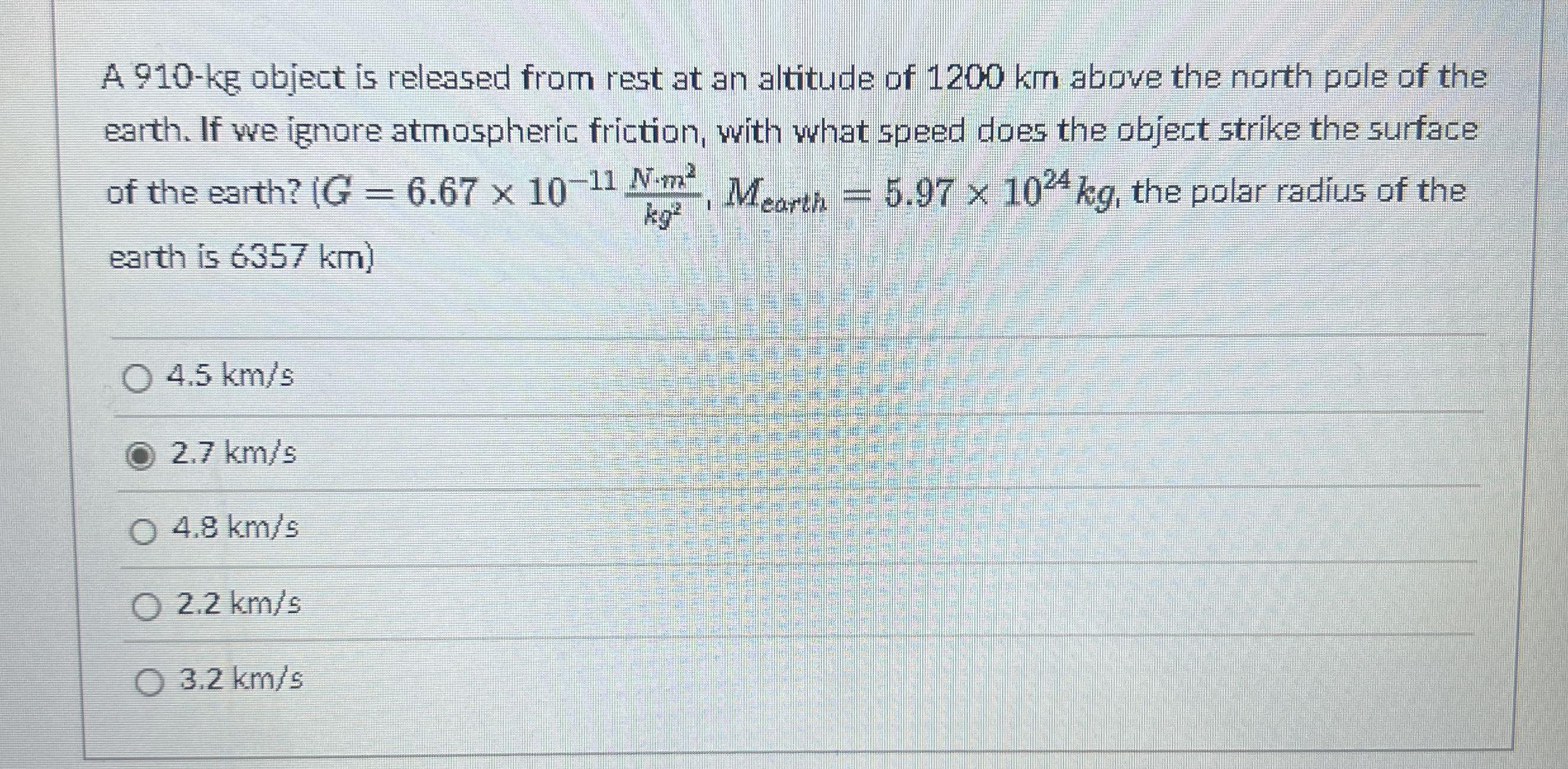 A 9 1 0 - ke object is released from rest at an