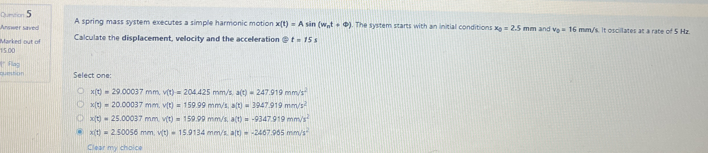 Curetion 5 Answer saved Marked out of 1 5 . 0 0