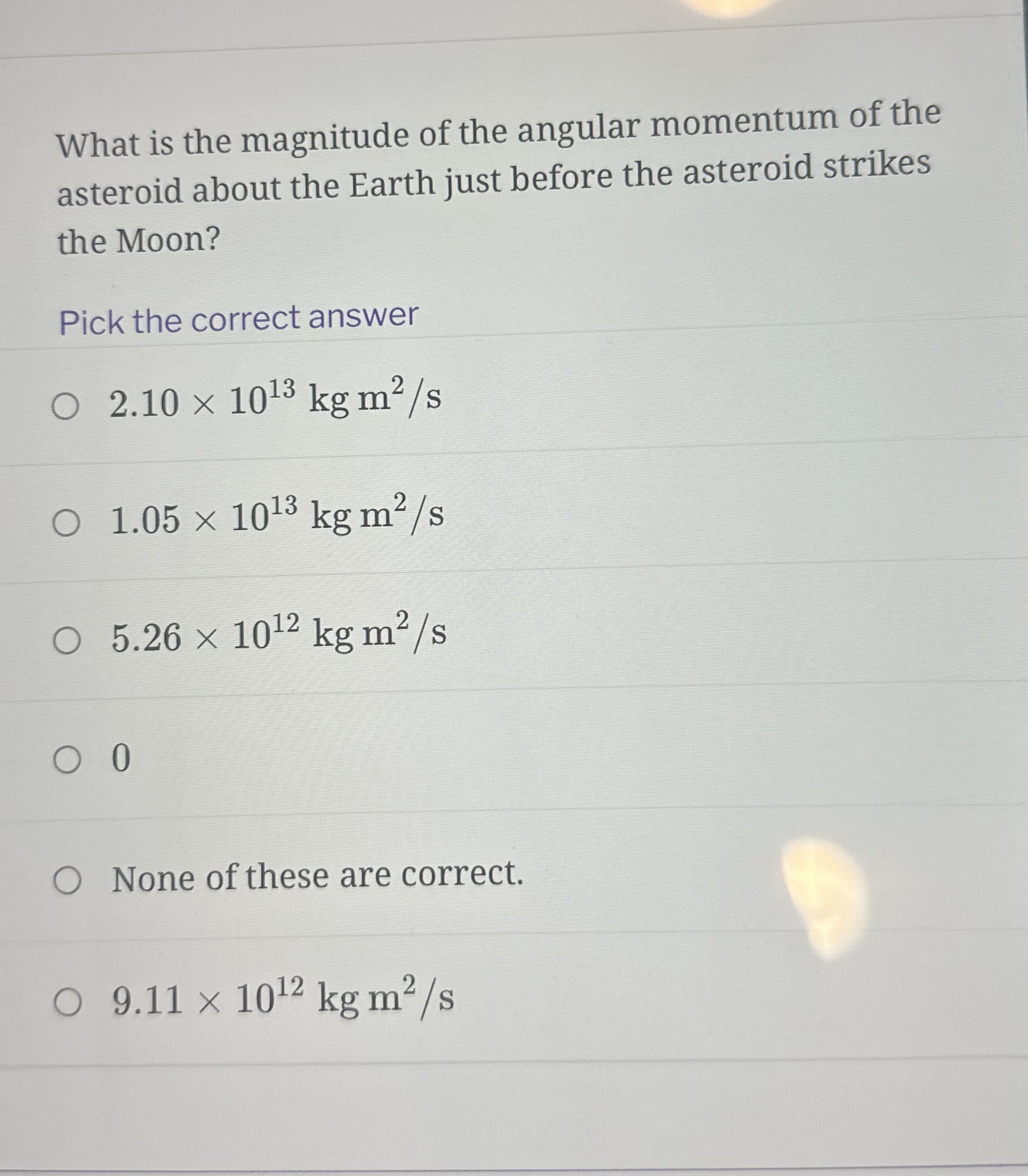 What is the magnitude of the angular momentum of