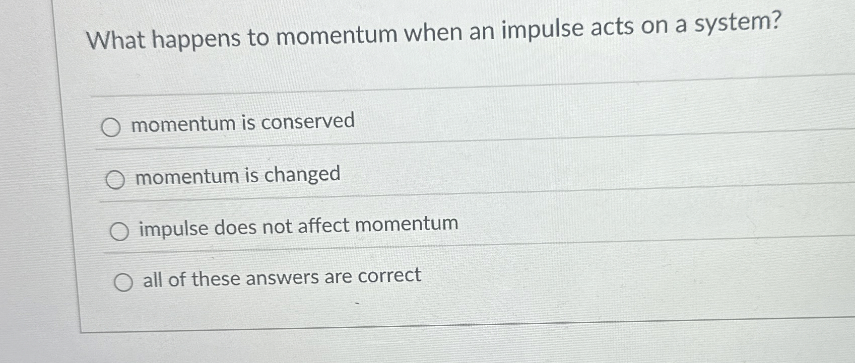 What happens to momentum when an impulse acts on
