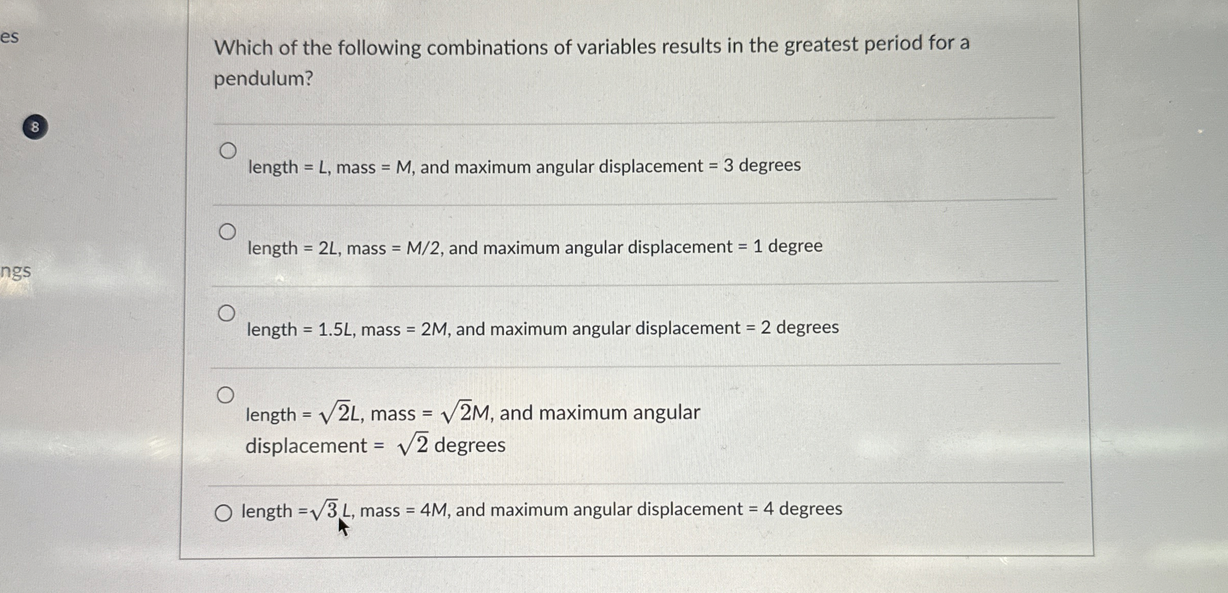 Which of the following combinations of variables