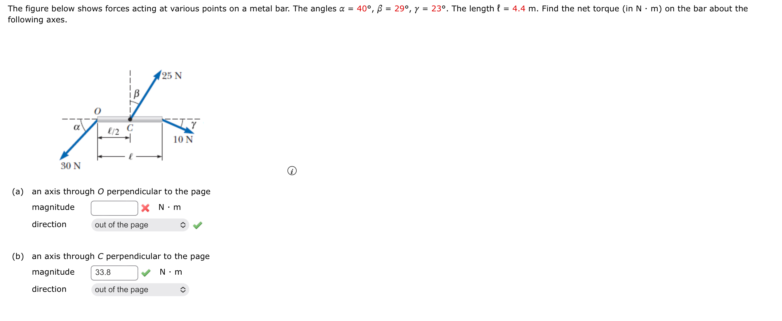 The figure below shows forces acting at various