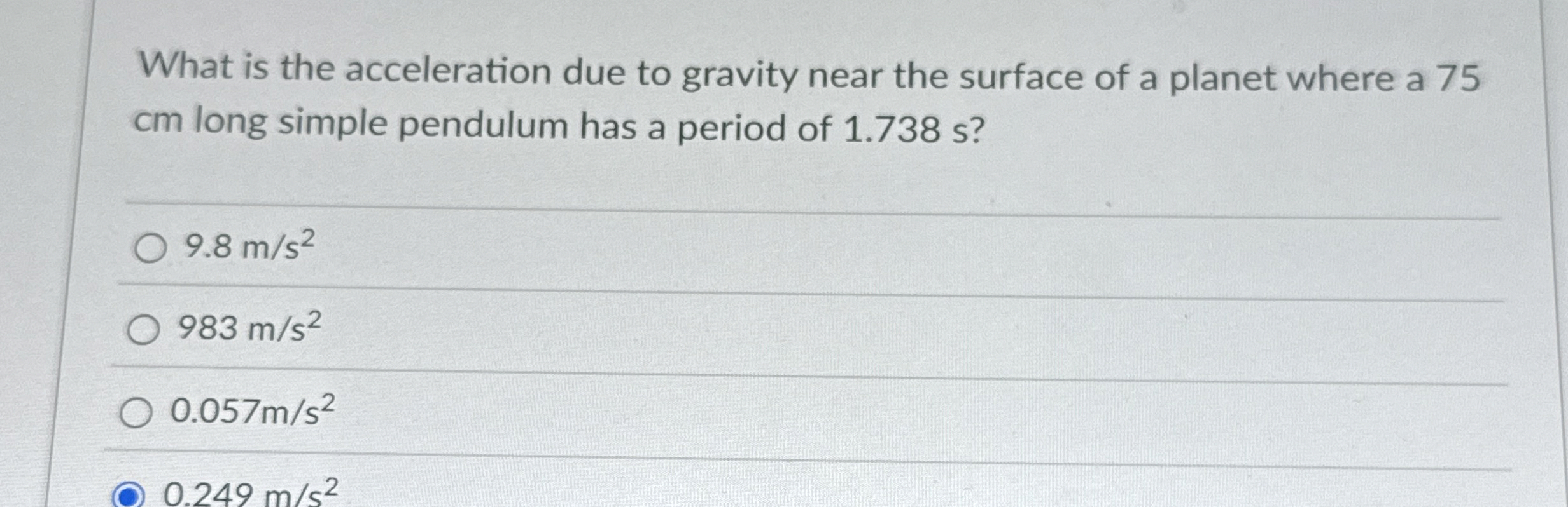 What is the acceleration due to gravity near the
