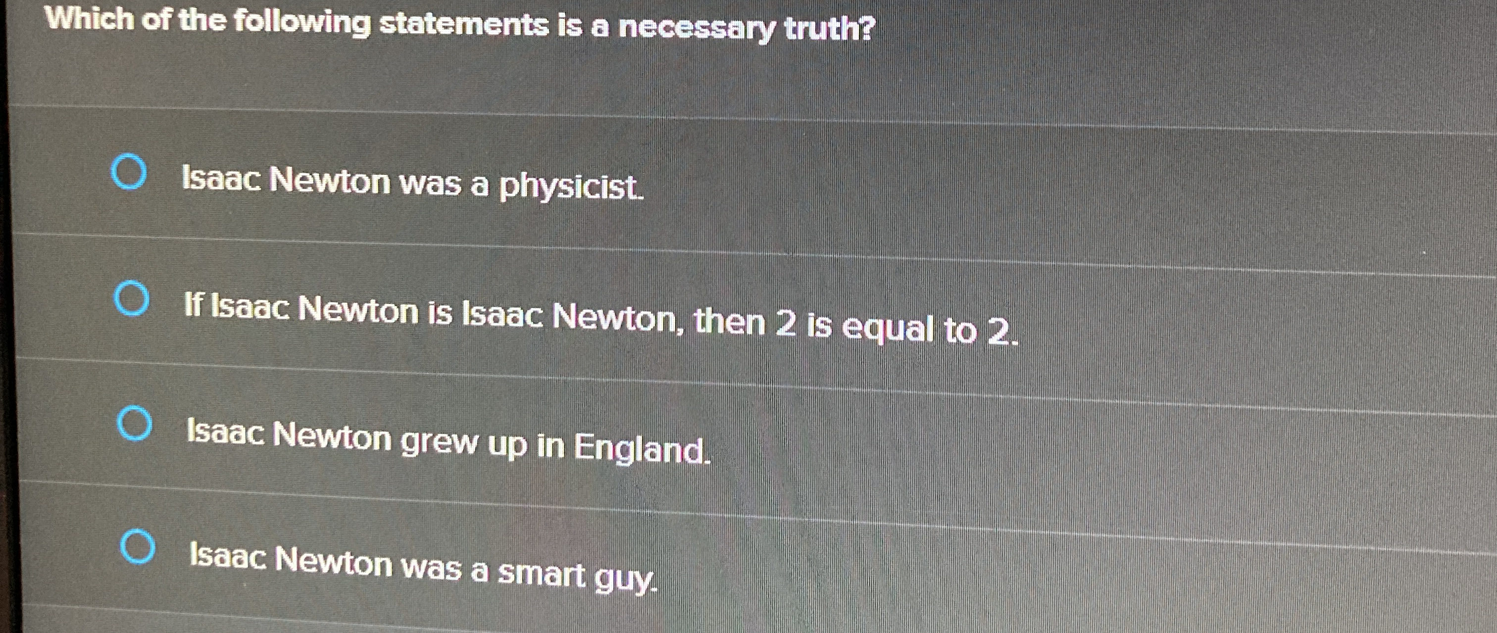 Which of the following statements is a necessary