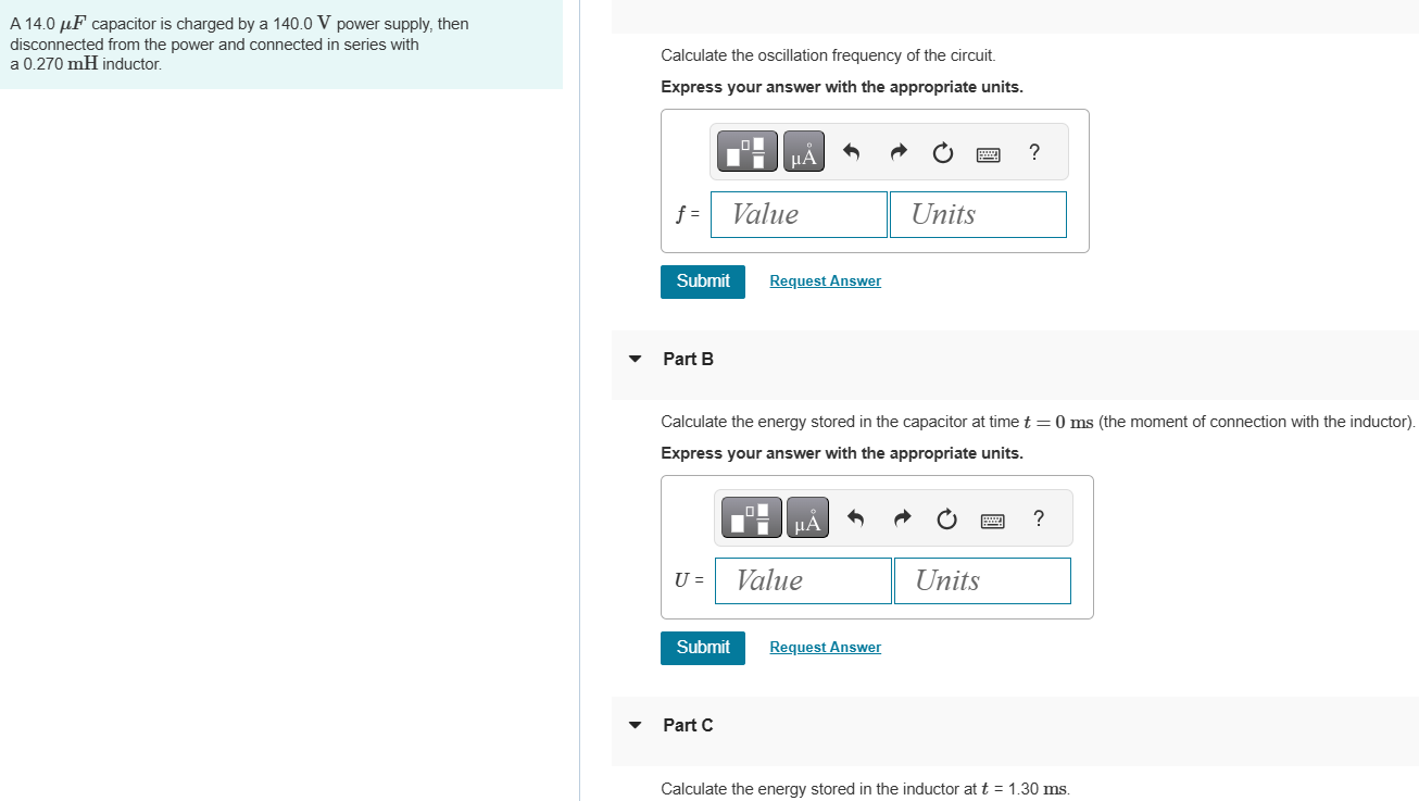 A \ ( 1 4 . 0 \ mu F \ ) capacitor is charged by