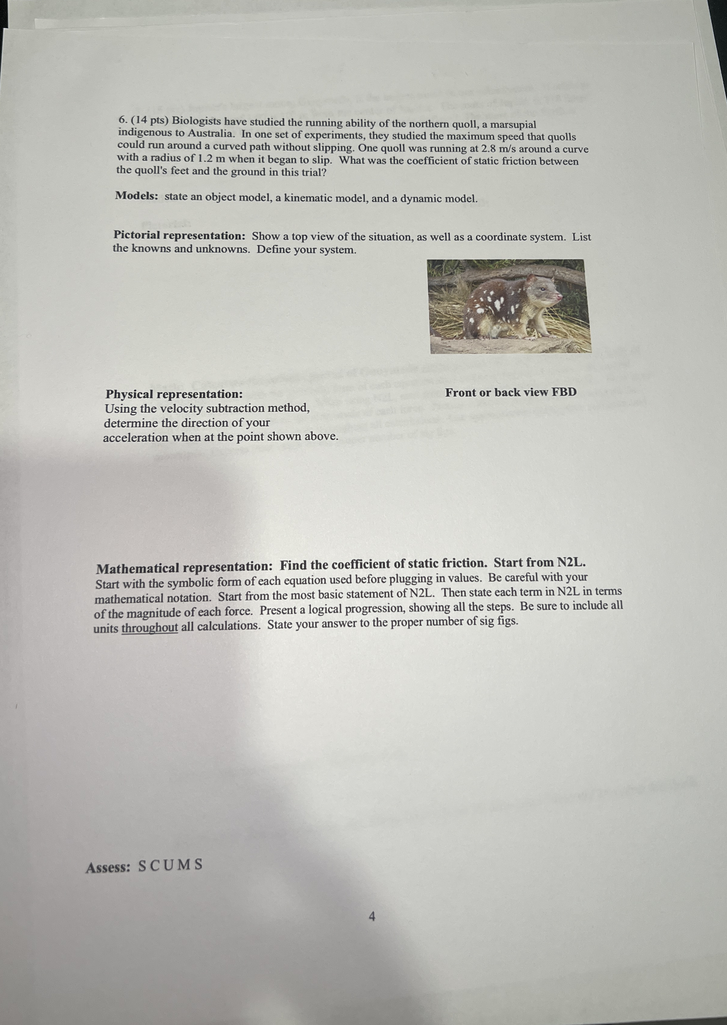 ( 1 4 pts ) Biologists have studied the running