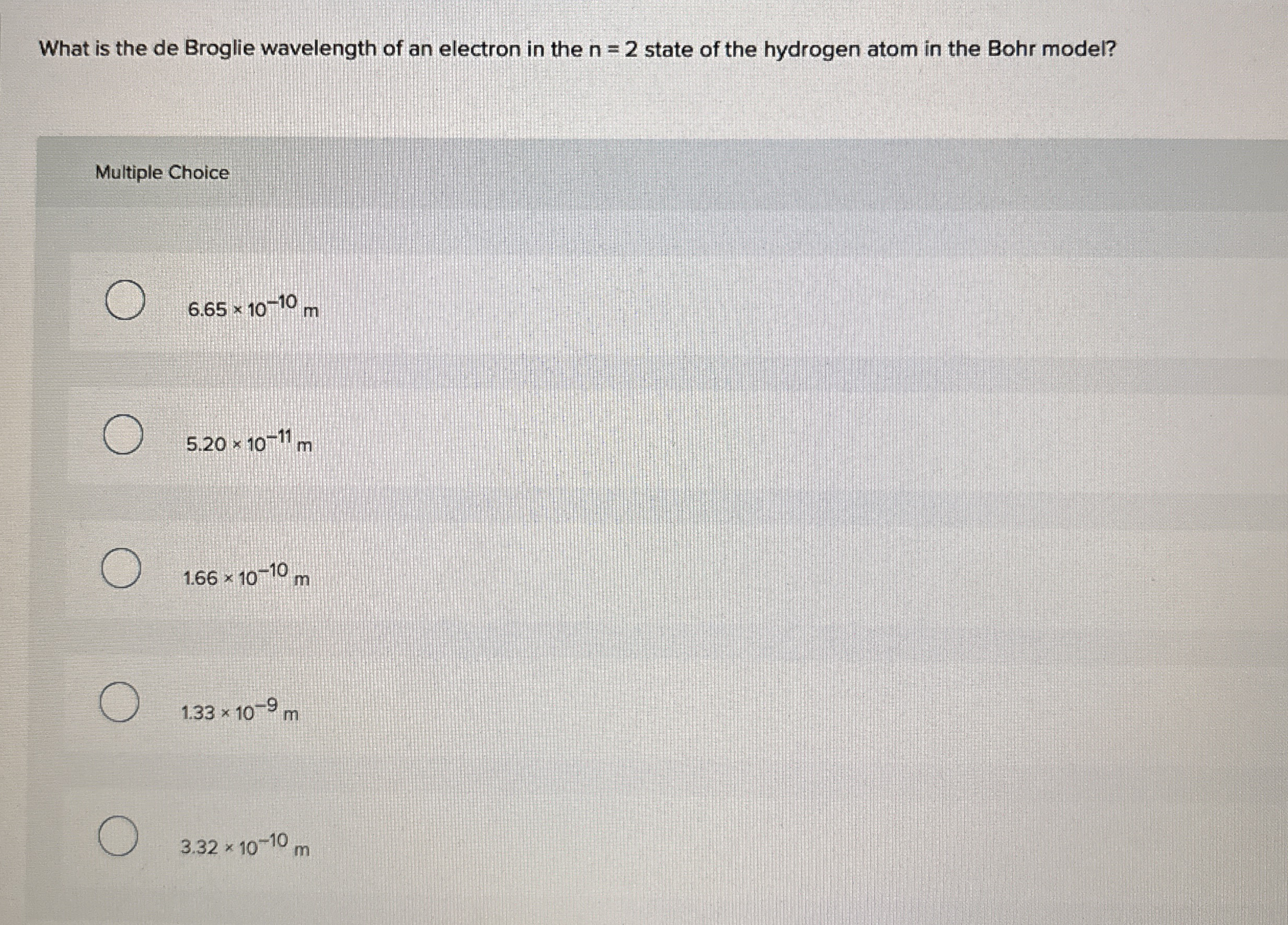 What is the de Broglie wavelength of an electron