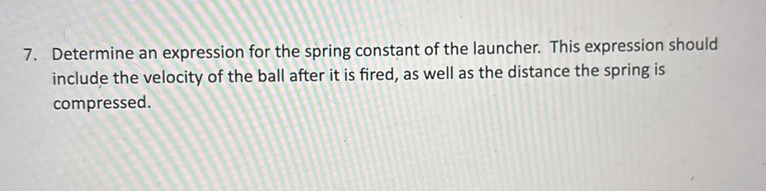Determine an expression for the spring constant