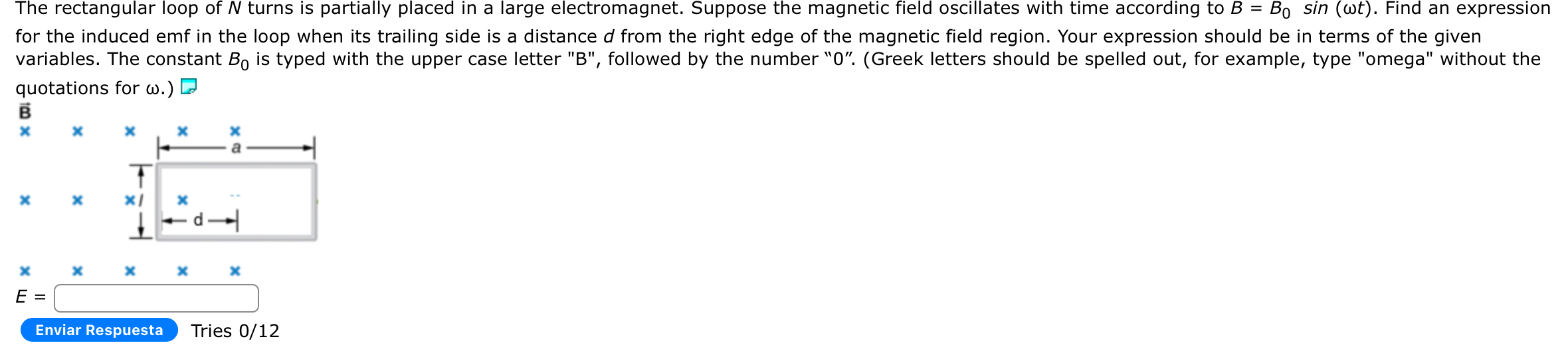 The rectangular loop of N turns is partially
