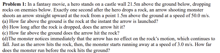 Problem 1 : In a fantasy movie, a hero stands on