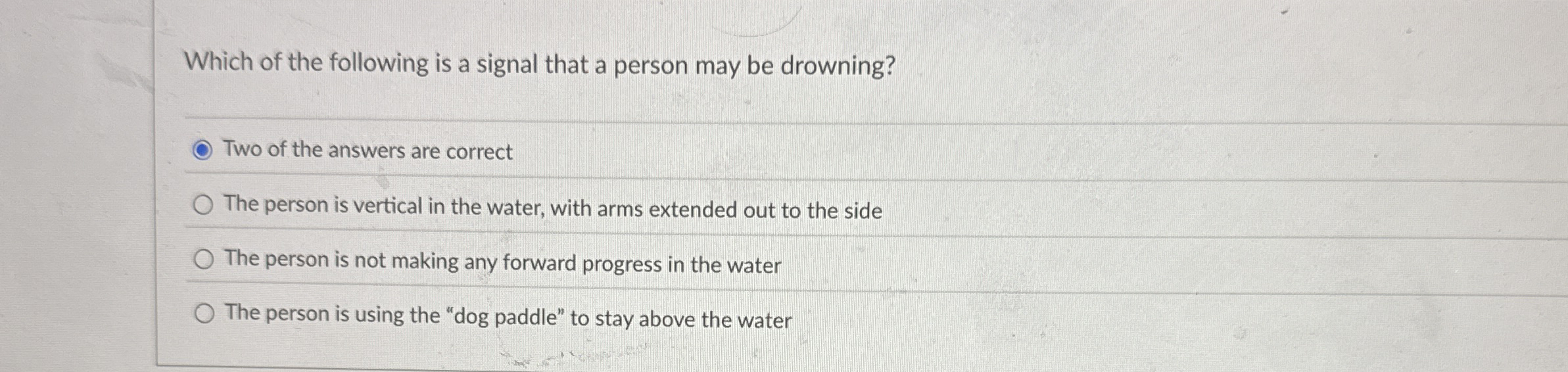 Which of the following is a signal that a person