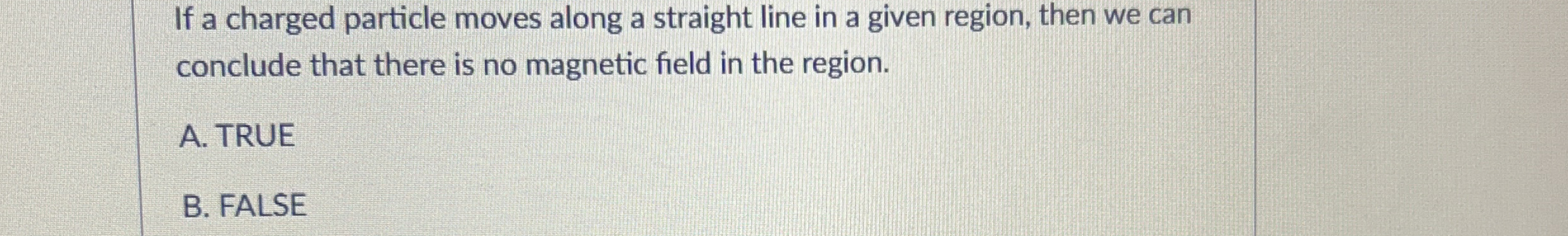 If a charged particle moves along a straight line