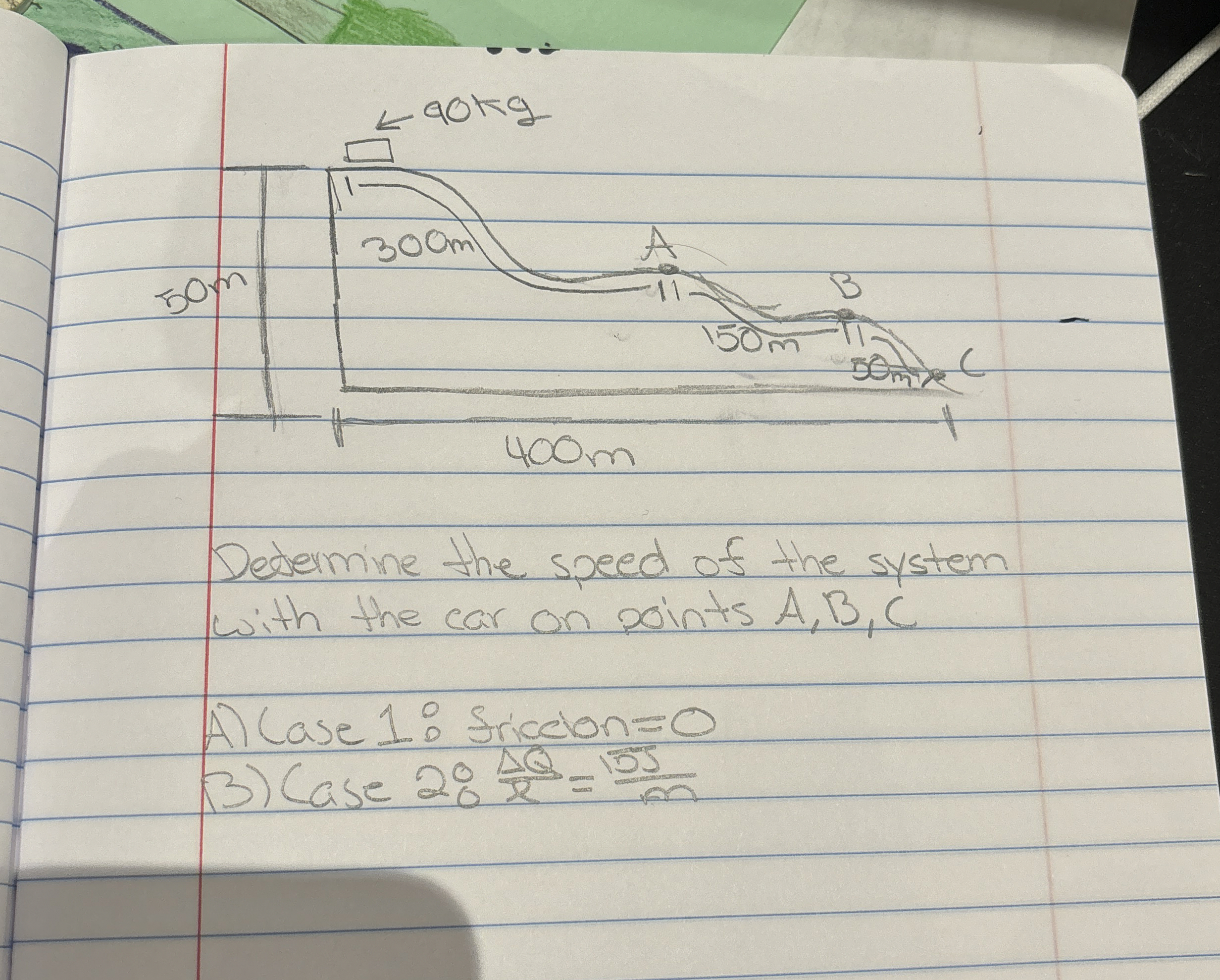 Dedermine the speed of the system with the car on