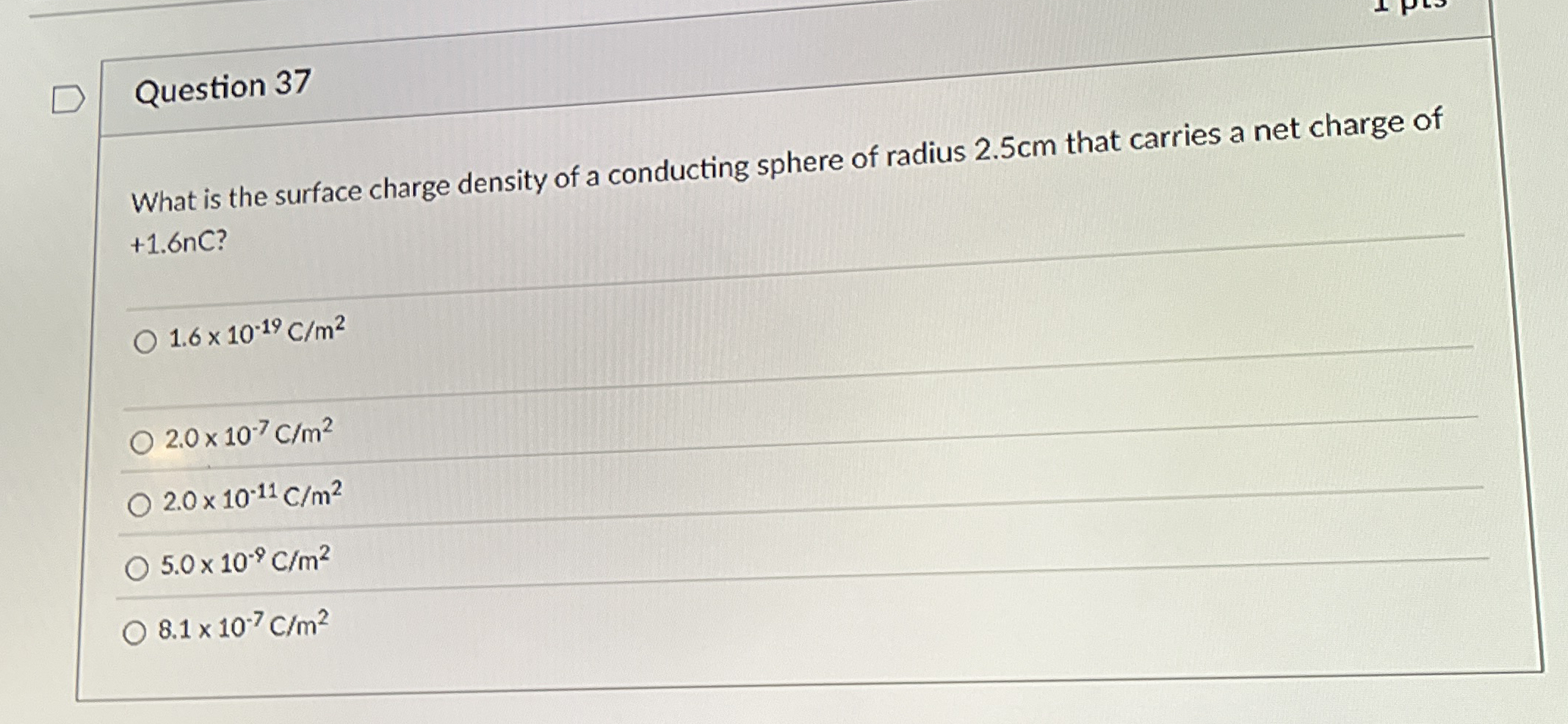 Question 3 7 What is the surface charge density