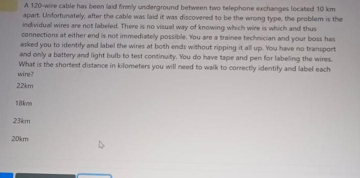 A 1 2 0 - wire cable has been laid firmly