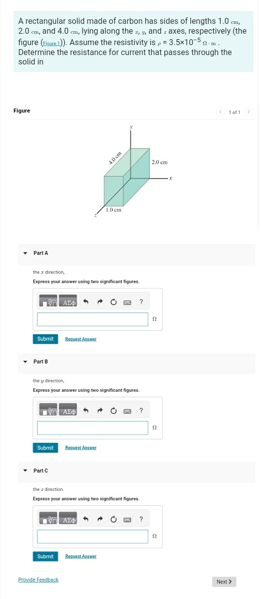 A rectangular solid made of carbon has sides of
