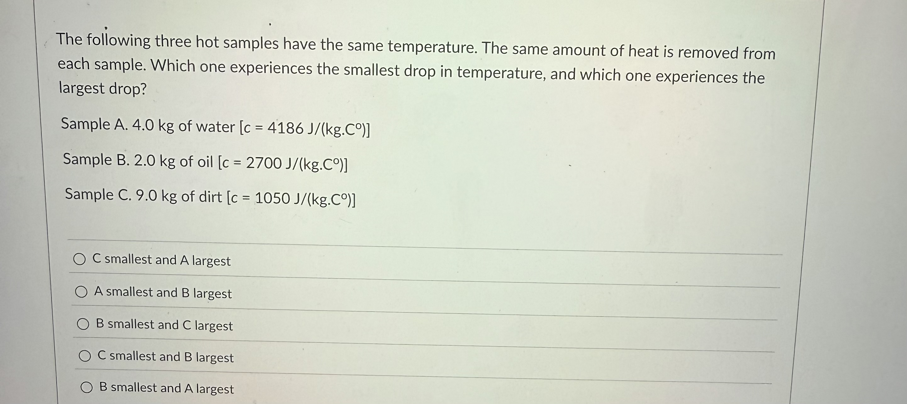 The following three hot samples have the same