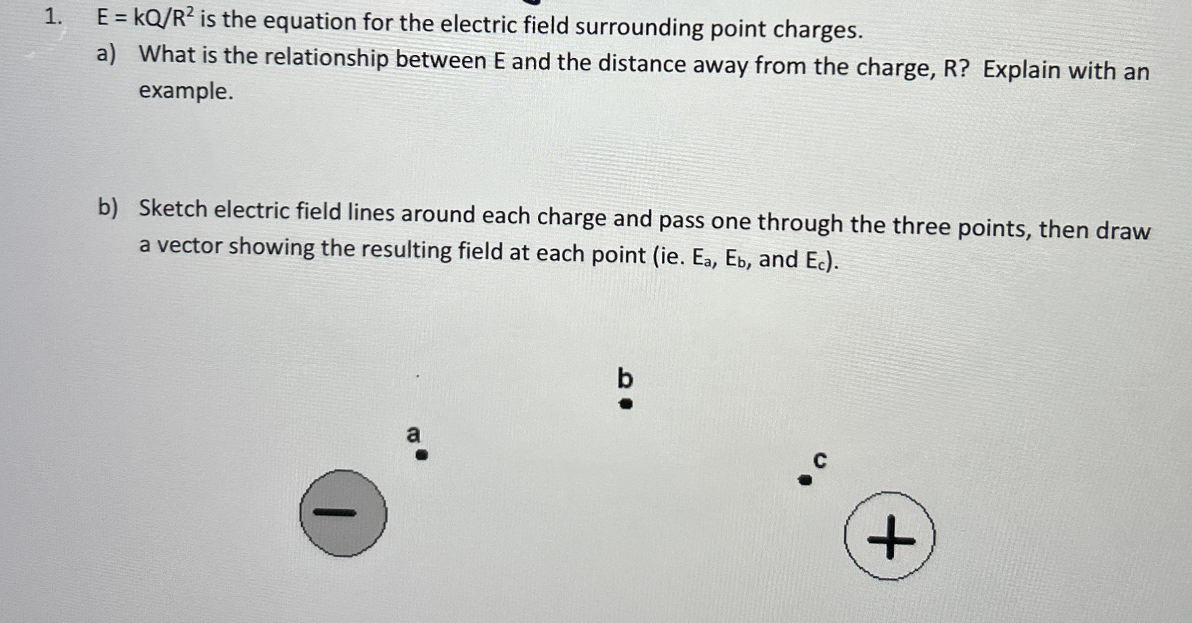 E = k Q R 2 is the equation for the electric