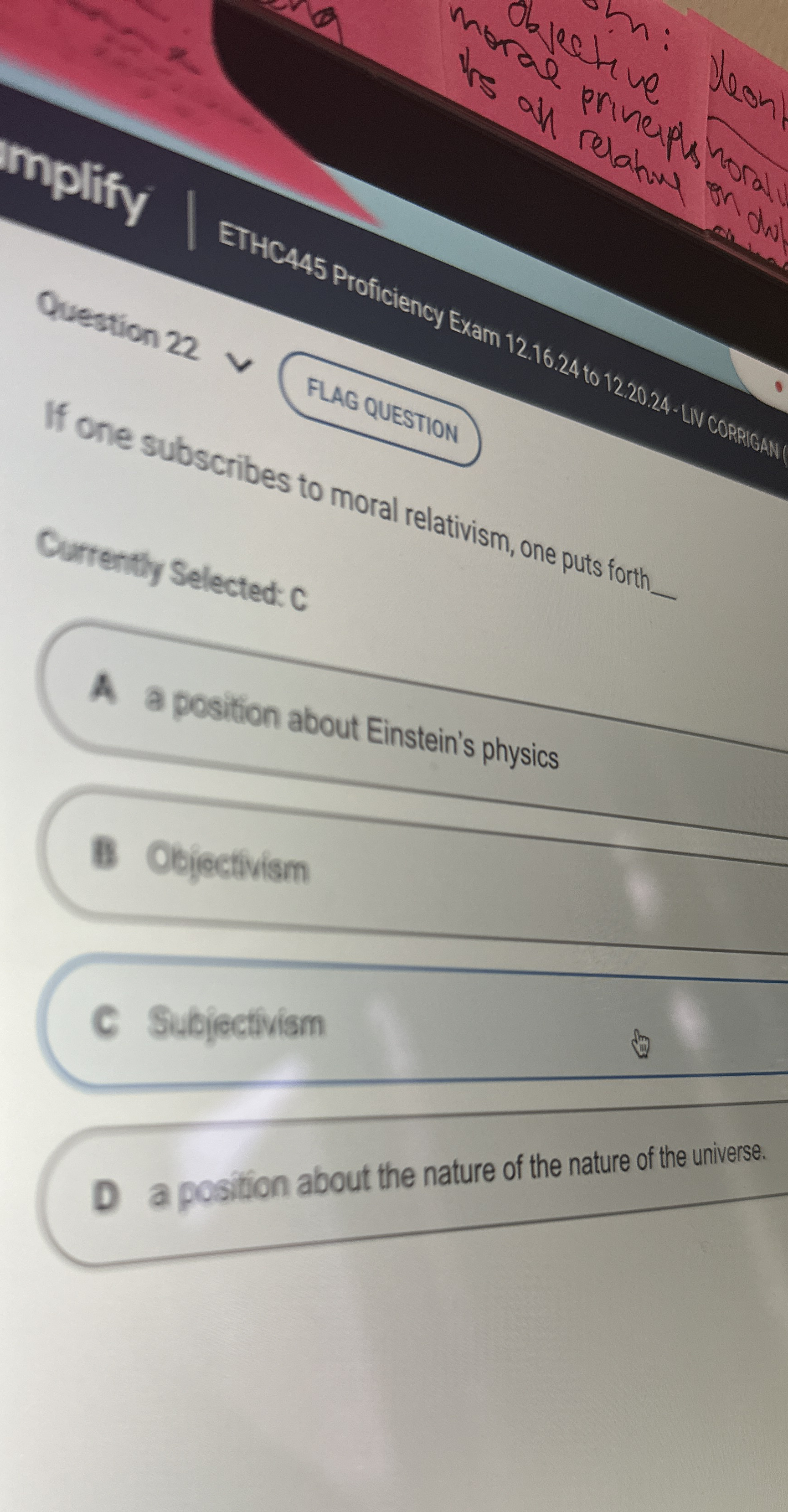 If one subscribes to moral relativsm on puts