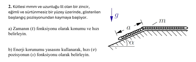 2 . K tlesi mmm ve uzunlu u Ill olan bir zincir,