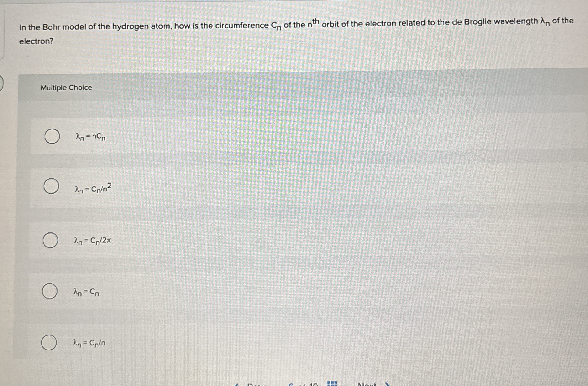 In the Bohr model of the hydrogen atom, how is