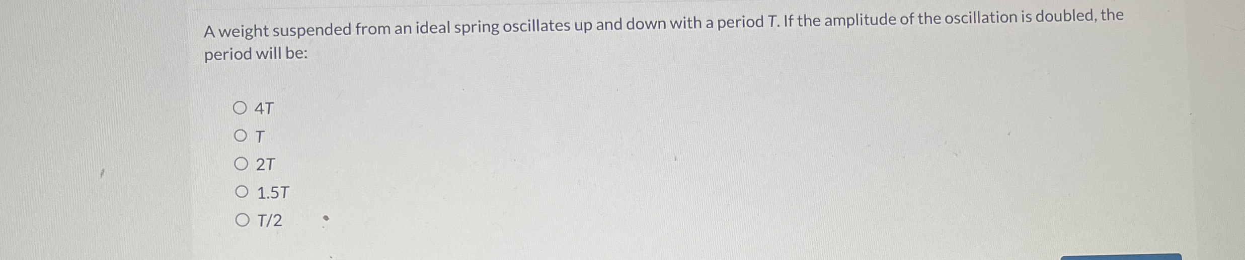 A weight suspended from an ideal spring