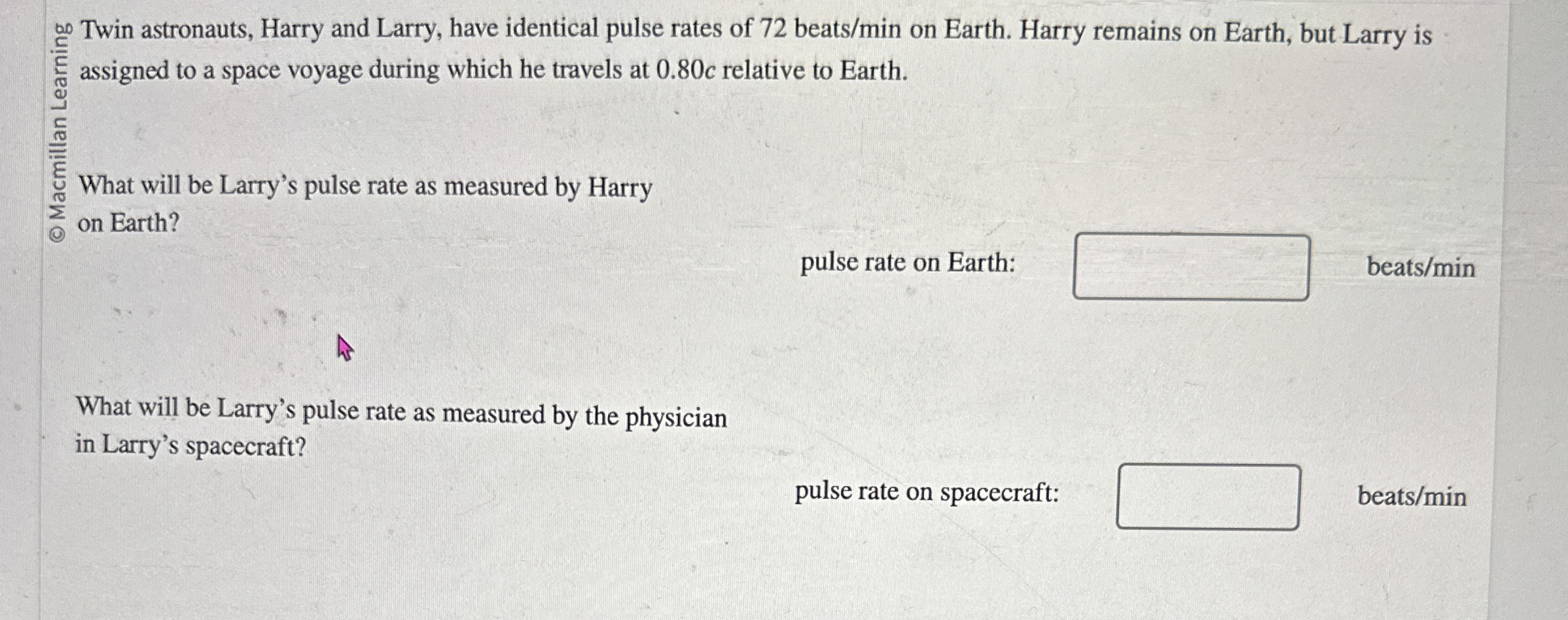 Twin astronauts, Harry and Larry, have identical