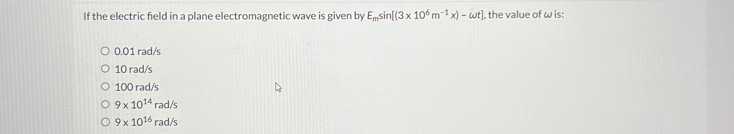 If the electric field in a plane electromagnetic