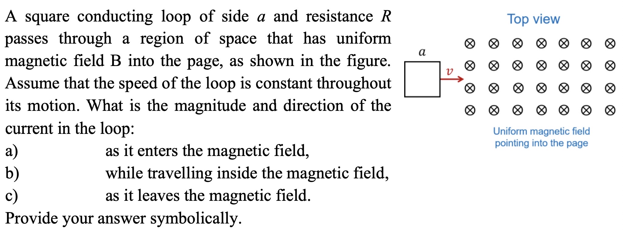 A square conducting loop of side \ ( a \ ) and