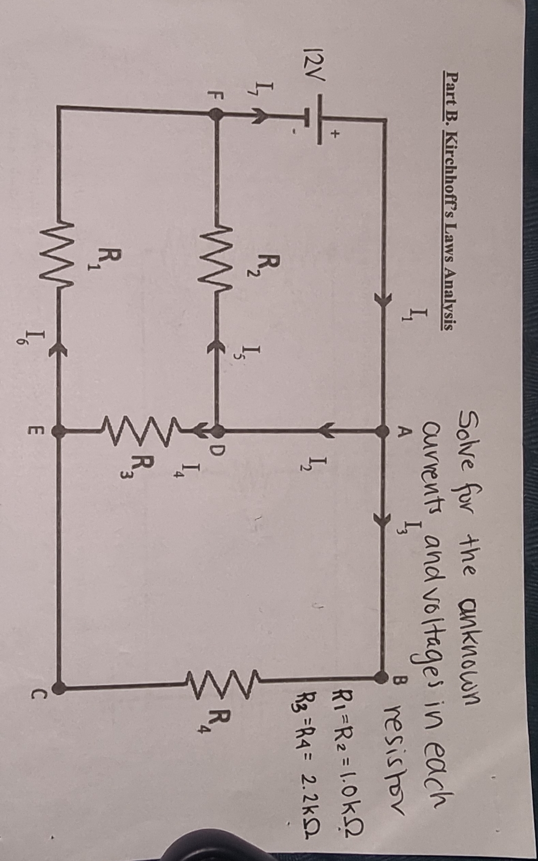 Part B . Kirchhoff's Laws Analysis