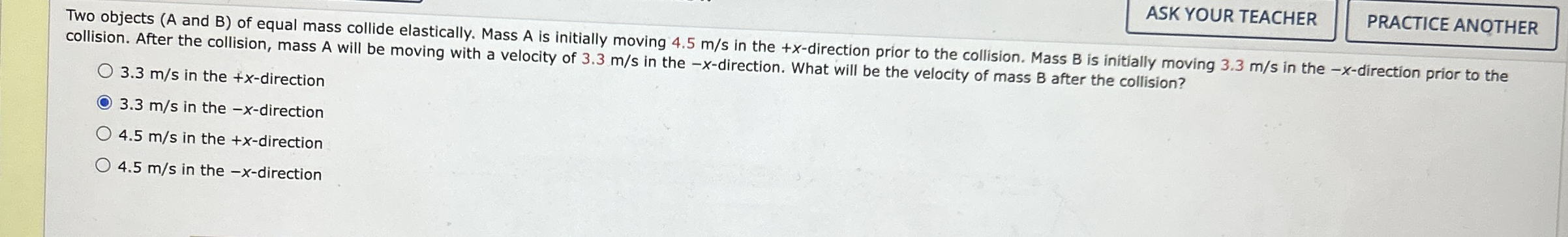 Two objects and B ) of equal mass collide