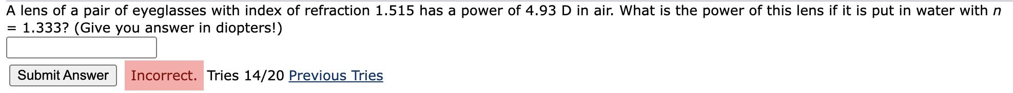 A lens of a pair of eyeglasses with index of