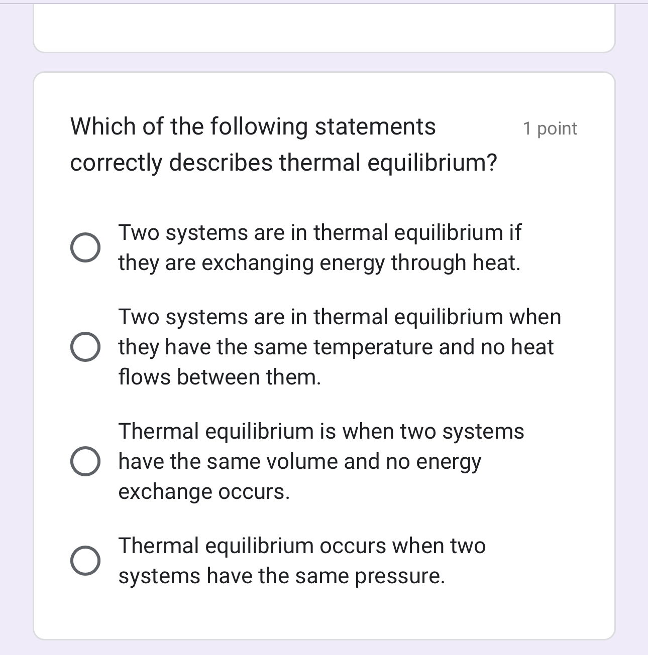 Which of the following statements 1 point