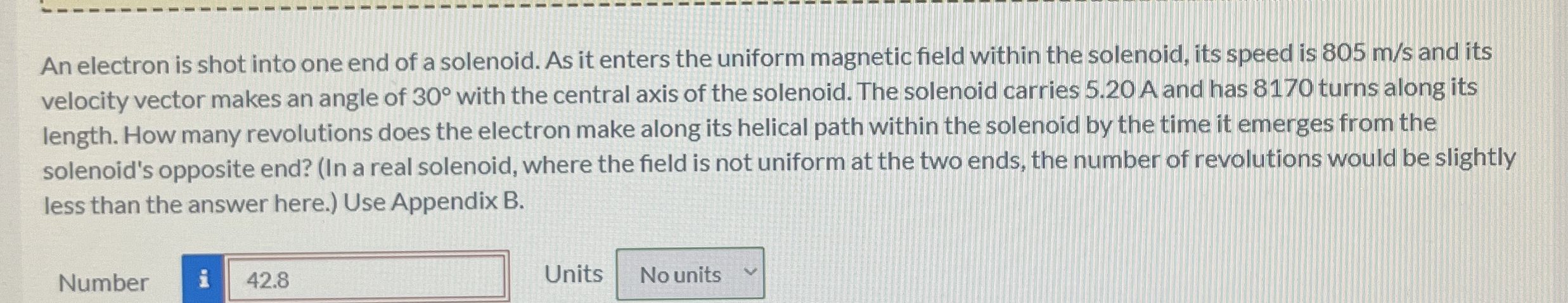 An electron is shot into one end of a solenoid.