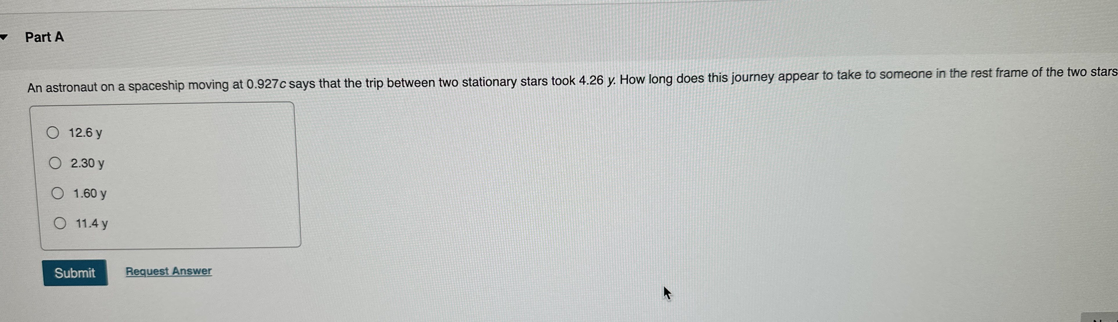 Part A An astronaut on a spaceship moving at 0 .